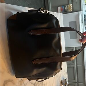 Fossil Black Shoulder Bag with Brown Handles